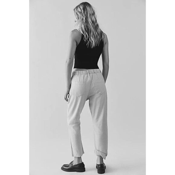 NWT FREE PEOPLE Sz M CITY SLOUCH BOYFRIEND PANTS IN BLACK - Picture 4 of 4